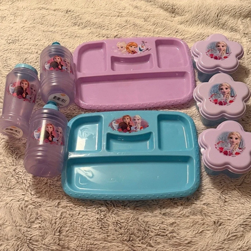 Disney Frozen 2 Zak Designs BPA Free Plate Water Bottle Snack Container 8pc Set